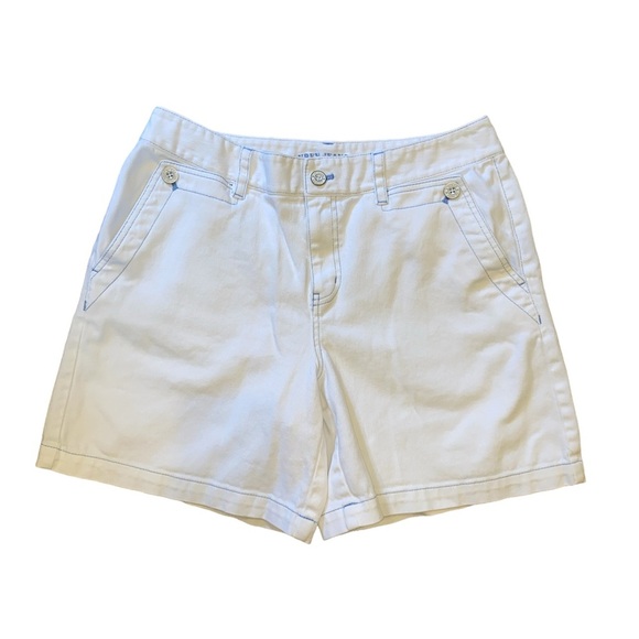 Ralph Lauren Jeans Co White Denim Shorts with Blue Trimming Size 10 - Picture 1 of 7
